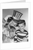 1950s smiling clown with top hat arm around grinning boy in striped shirt by Anonymous