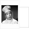1950s portrait man chef humorous expression looking at camera by Anonymous