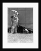 1930s man clown catching little boy peeking under circus big top tent by Anonymous