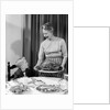 1960s grandmother grandson roast turkey thanksgiving dinner by Anonymous