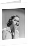 1950s 1960s woman portrait worried facial expression hand to cheek tooth pain by Anonymous