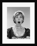 1960s woman in maid uniform eyes and mouth wide open looking at camera by Anonymous