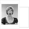 1960s woman in maid uniform eyes and mouth wide open looking at camera by Anonymous