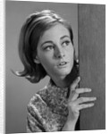 1960s woman peeking corner scare by Anonymous