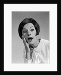 1960s brunette woman mouth agape eyes wide hand to cheek funny face expression shock surprise anger amazed by Anonymous