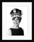 1970s smiling portrait woman wearing queen's crown looking at camera by Anonymous
