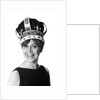 1970s smiling portrait woman wearing queen's crown looking at camera by Anonymous