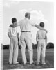 1960s back view grandfather with two grandsons boys by Anonymous