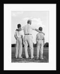 1960s back view grandfather with two grandsons boys by Anonymous