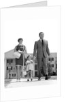 1960s 1970s family taking a walk sidewalk by Anonymous
