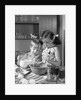 1960s two children boy girl bowl mixing pouring milk in kitchen by Anonymous