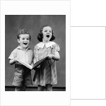 1930s two children standing singing by Anonymous