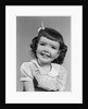 1950s smiling brunette girl with bangs by Anonymous