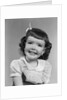 1950s smiling brunette girl with bangs by Anonymous