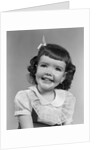 1950s smiling brunette girl with bangs by Anonymous