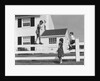 1950s boy walking balancing on fence other children standing sitting next to fence by Anonymous