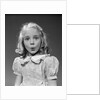 1940s 1950s blond girl whistling lips puckered eyes wide open looking at camera by Anonymous