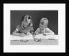 1940s two children coloring drawing in book by Anonymous