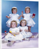 1950s 1960s quadruplet portrait 4 red haired girls wearing dresses two seated 2 standing by Anonymous