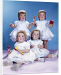 1950s 1960s quadruplet portrait 4 red haired girls wearing dresses two seated 2 standing by Anonymous