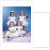 1950s 1960s quadruplet portrait 4 red haired girls wearing dresses two seated 2 standing by Anonymous