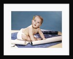 1960s baby architect sitting among blueprints by Anonymous