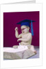 1960s graduate baby wearing mortarboard eyeglasses reading book by Anonymous