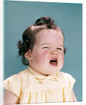 1950s 1960s unhappy crying baby mouth open showing new teeth teething pain by Anonymous