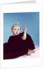 1960s baby dressed as royal queen in a velvet robe cloak cape rhinestone tiara crown and scepter wand by Anonymous