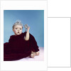 1960s baby dressed as royal queen in a velvet robe cloak cape rhinestone tiara crown and scepter wand by Anonymous
