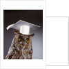 1990s wise old owl wearing white mortarboard graduation cap by Anonymous