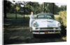 1950s 1955 woman standing beside 1954 mercury automobile by Anonymous