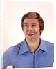 1970s man portrait head shoulders blue shirt laughing toothy smile by Anonymous