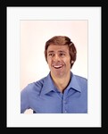 1970s man portrait head shoulders blue shirt laughing toothy smile by Anonymous