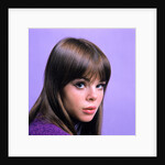1960s portrait young brunette woman teen head shoulders purple background by Anonymous