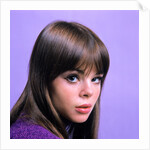 1960s portrait young brunette woman teen head shoulders purple background by Anonymous