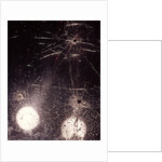 1970s bullet holes and raindrops on shattered glass windshield by Anonymous