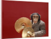 1960s chimpanzee wearing suit and tie playing cymbals by Anonymous