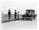 1930s 1920s man driving ford model a car 3 boys hitchhiking by Anonymous