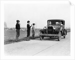 1930s 1920s man driving ford model a car 3 boys hitchhiking by Anonymous
