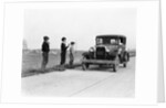 1930s 1920s man driving ford model a car 3 boys hitchhiking by Anonymous