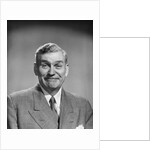 1950s mature middle aged man smiling business suit tie happy amused funny face expression by Anonymous