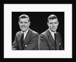 1950s double exposure of man with a smile and a frown wearing a suit by Anonymous