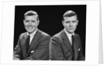 1950s double exposure of man with a smile and a frown wearing a suit by Anonymous