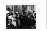 1930s groups of women seated at three tables at card party by Anonymous