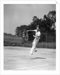 1930s man playing tennis jumping mid air action by Anonymous