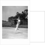 1930s man playing tennis jumping mid air action by Anonymous