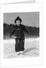 1930s worried cautious little girl on ice skates looking at camera by Anonymous