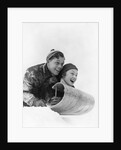 1930s couple on toboggan laughing by Anonymous