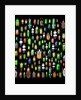 Beetle lay out on black back ground in multi colors and shapes by Anonymous